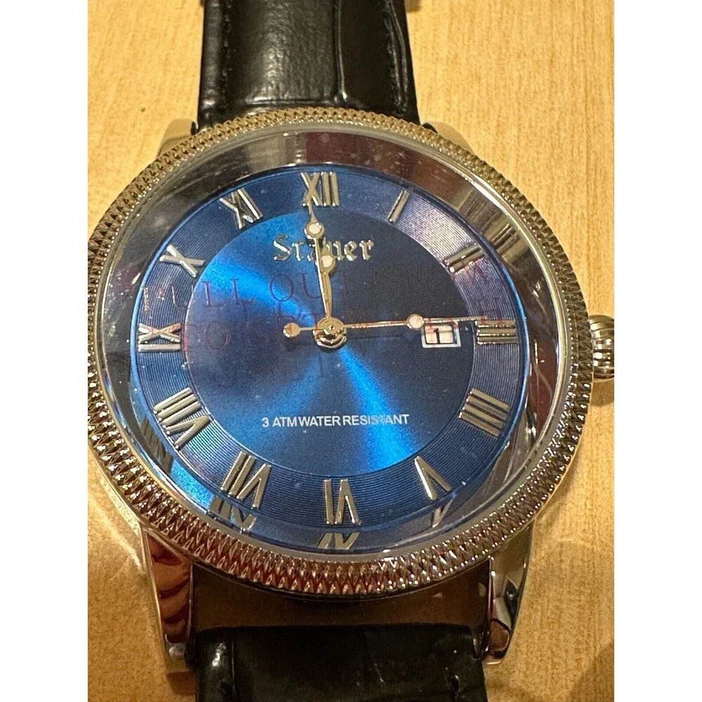 NEW Stauer Urban Blue Dial Analog Men’s Classic Watch Water Resistant